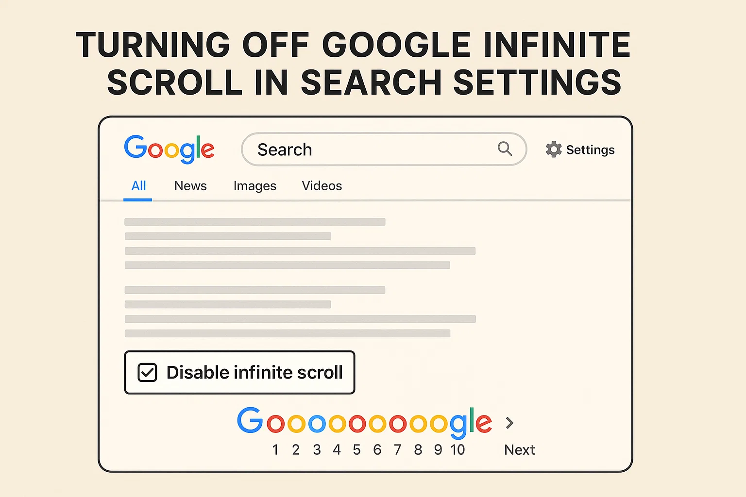 turning off Google infinite scroll in search settings