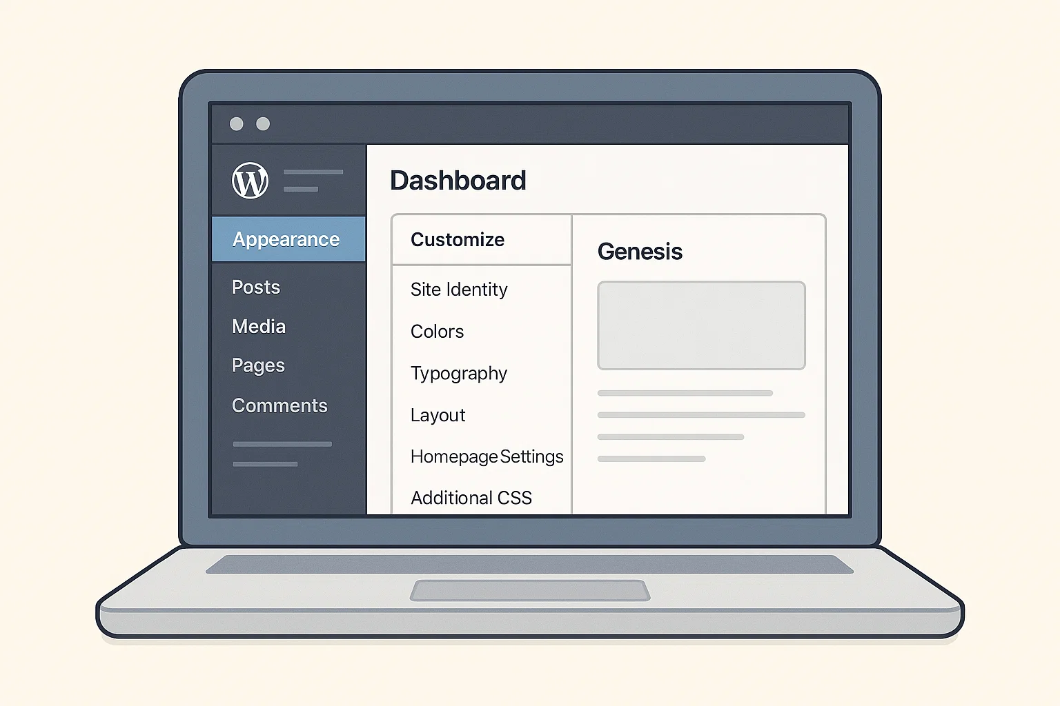 Genesis Theme Framework Features Every Blogger Should Know 1 WordPress dashboard showing Genesis framework features