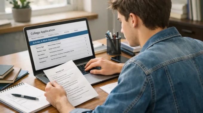 student reviewing career-oriented activities on the Common App