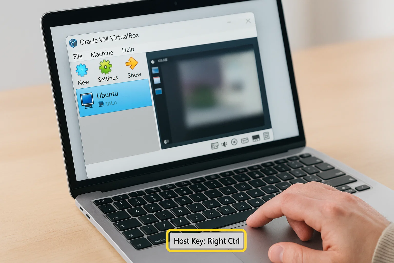 user pressing host key in VirtualBox interface