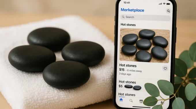 hot stones for massage displayed on Facebook Marketplace app
