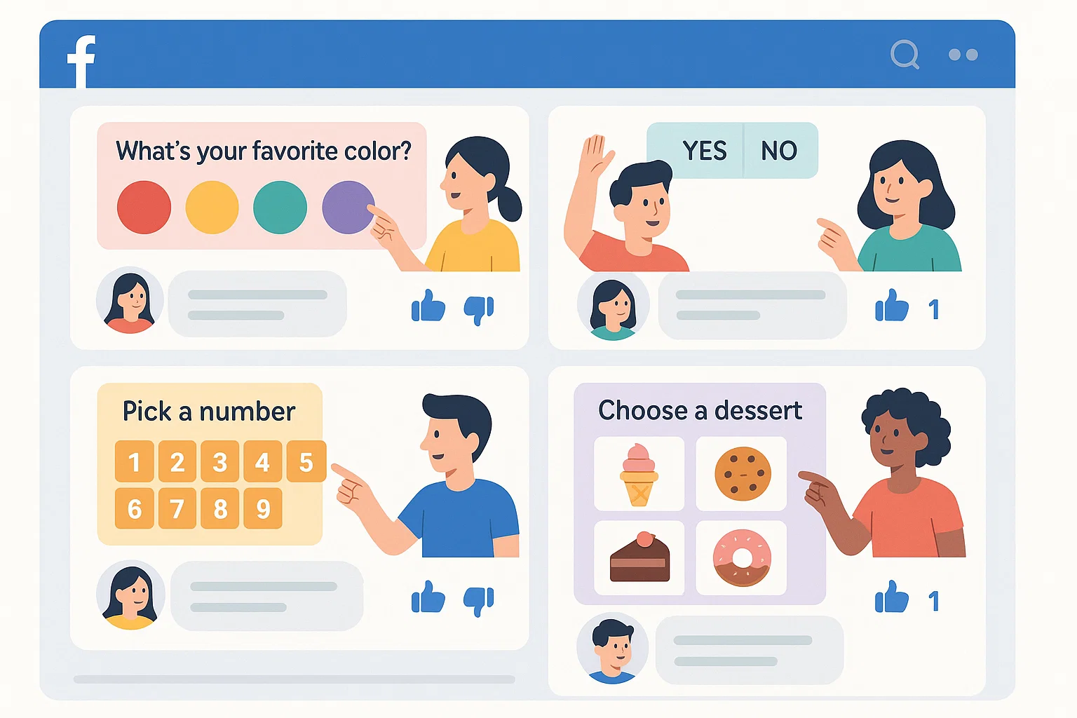Increase Facebook Comments with Creative Questionnaires & Pictures 1 Facebook comments boosted with questionnaire pictures
