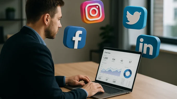 marketer analysing social media optimization metrics