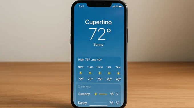 iPhone Weather app screen displaying Cupertino as default location