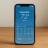 iPhone Weather app screen displaying Cupertino as default location