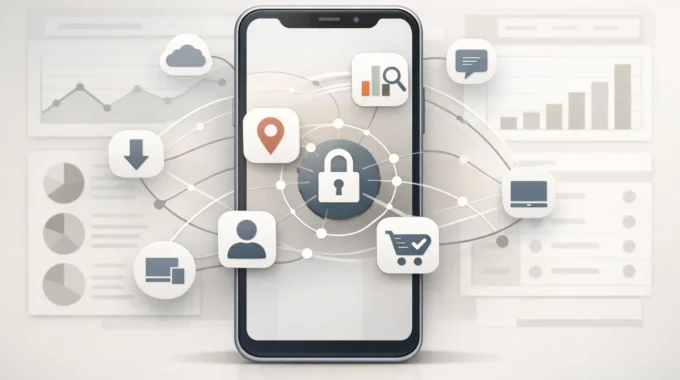 app measurement com tracking shown on a smartphone