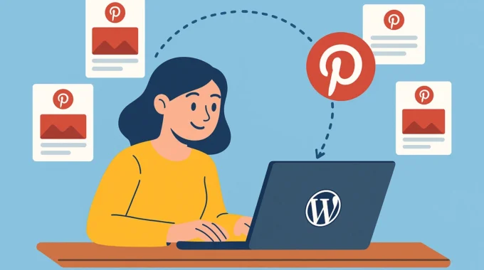 Blogger using a WordPress to Pinterest plugin to share posts automatically