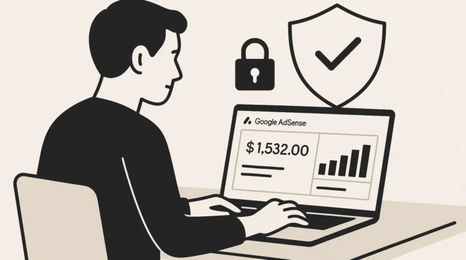 Blogger securing Google AdSense account with shield