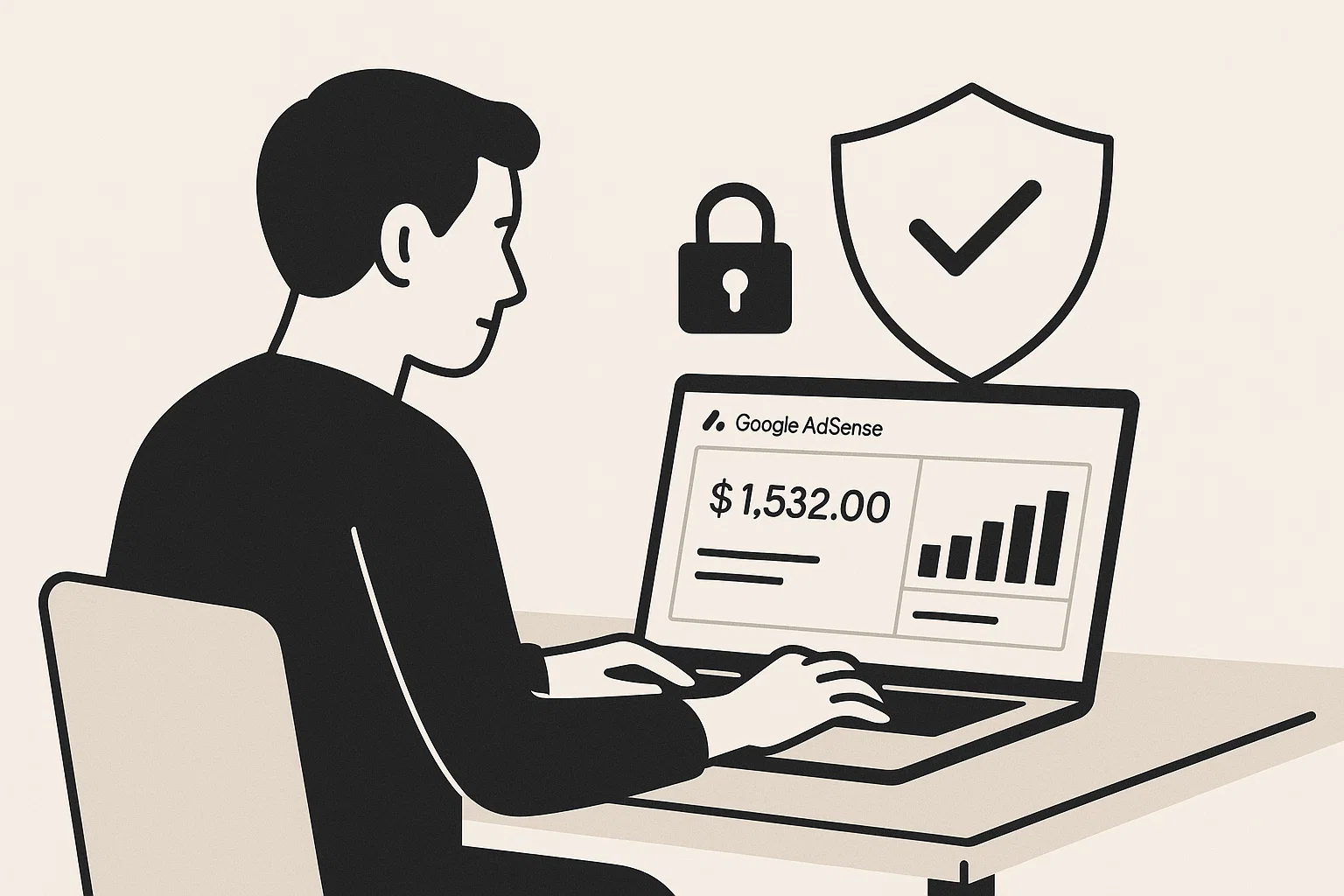 How to Protect an AdSense Account and Avoid Getting Banned 1 Blogger securing Google AdSense account with shield