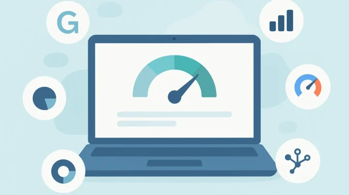Website speed test tools dashboard with performance meter