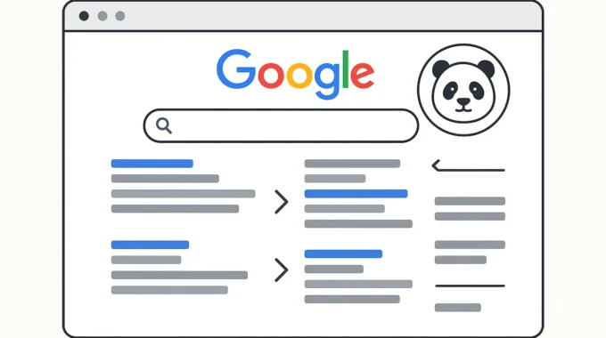 Google Panda update concept illustration with search results reshuffled