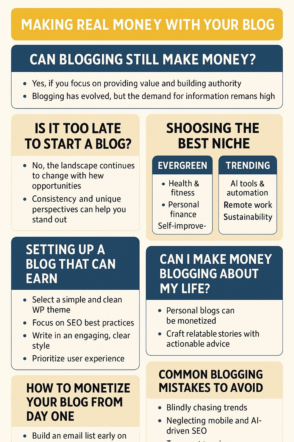 Making Real Money with Your Blog in 2025: Can It Still Work? 2 Making Real Money with Your Blog – Infographic Guide