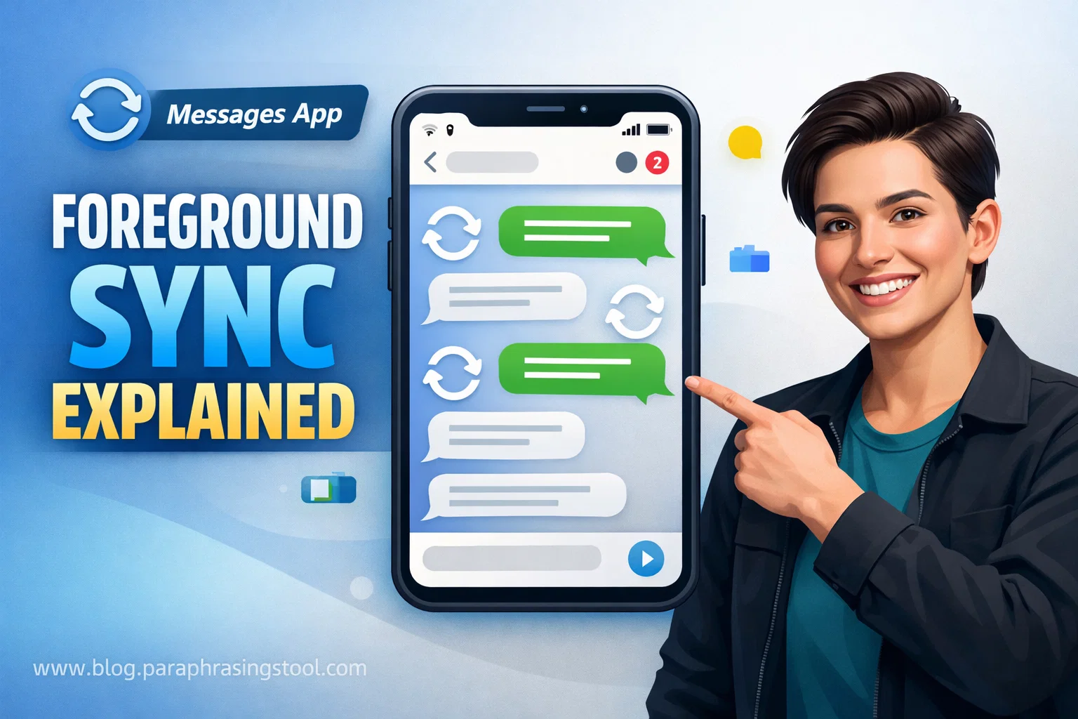 Android Messages app showing foreground sync activity