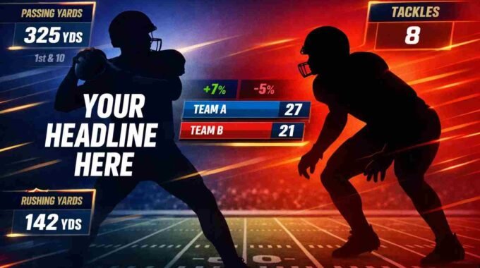 Arizona Cardinals vs Colts match player stats comparison graphic showing football field and performance breakdown