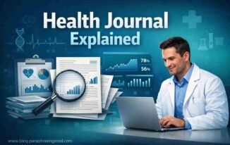 Researcher analysing medical journal data for Geek Health Journal review