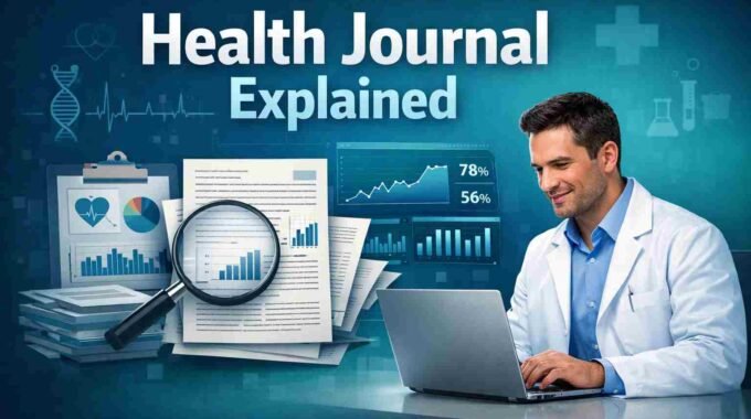 Researcher analysing medical journal data for Geek Health Journal review
