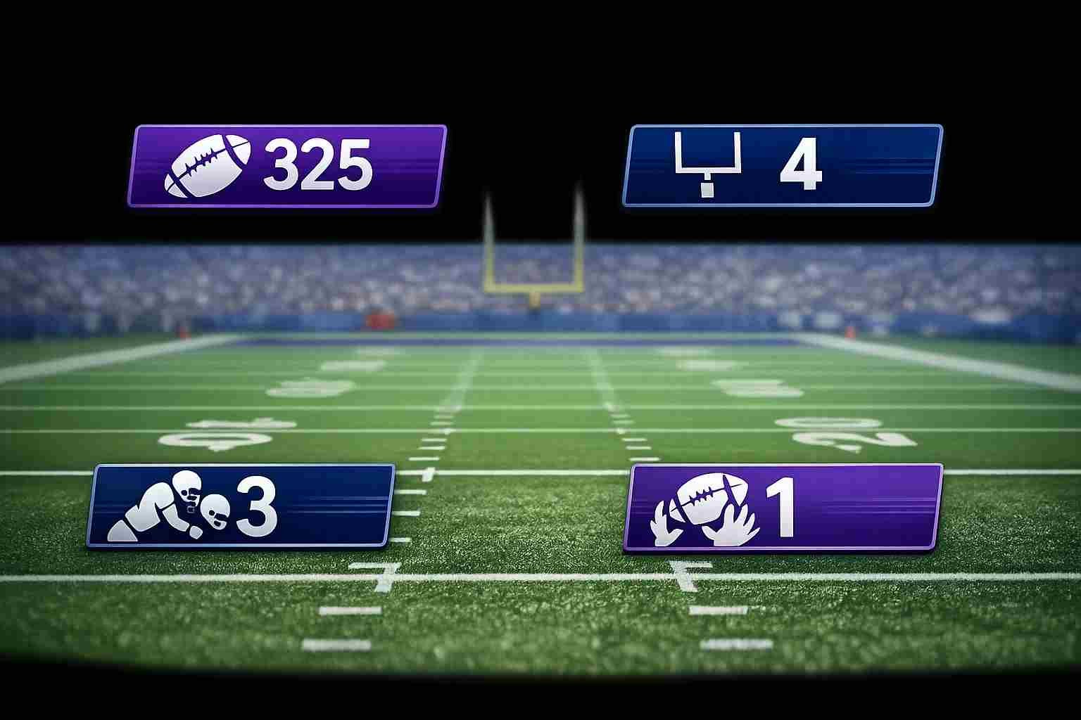 NFL player statistics comparison graphic for Vikings and Seahawks game