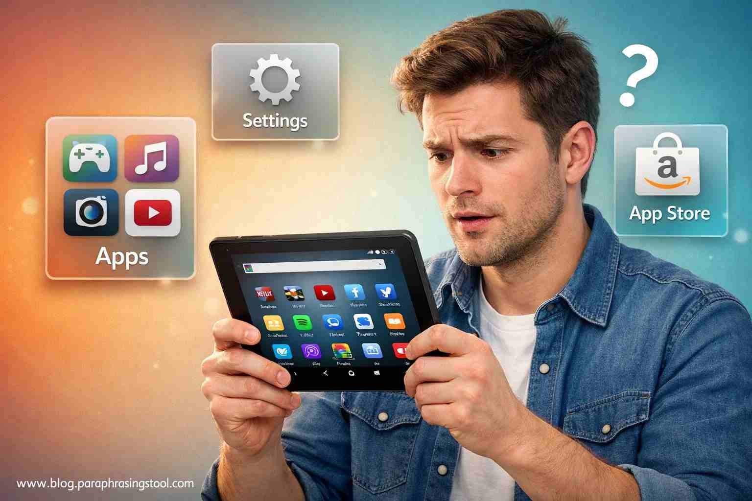 Amazon Fire tablet screen showing app icons while user checks Gloria app